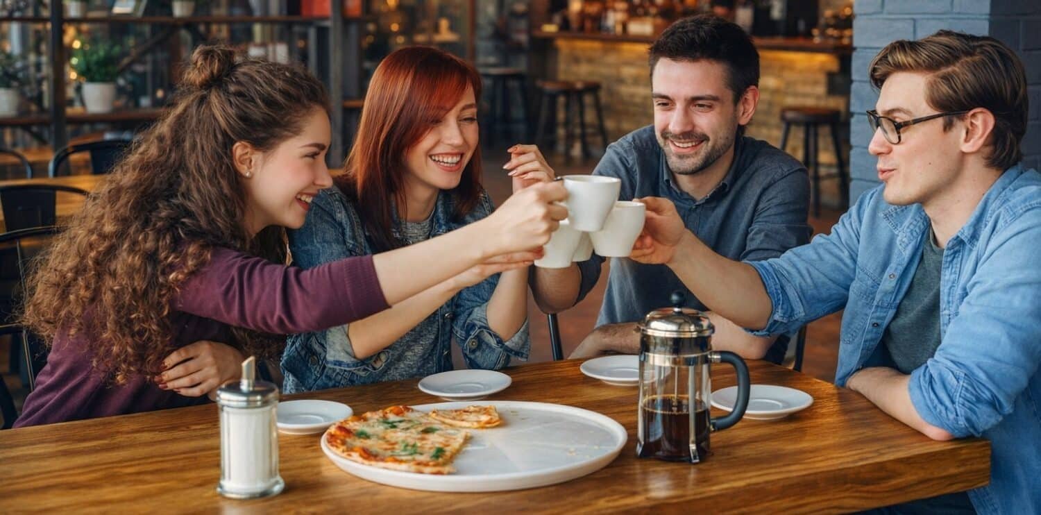 friends catching up over coffee in a cafe