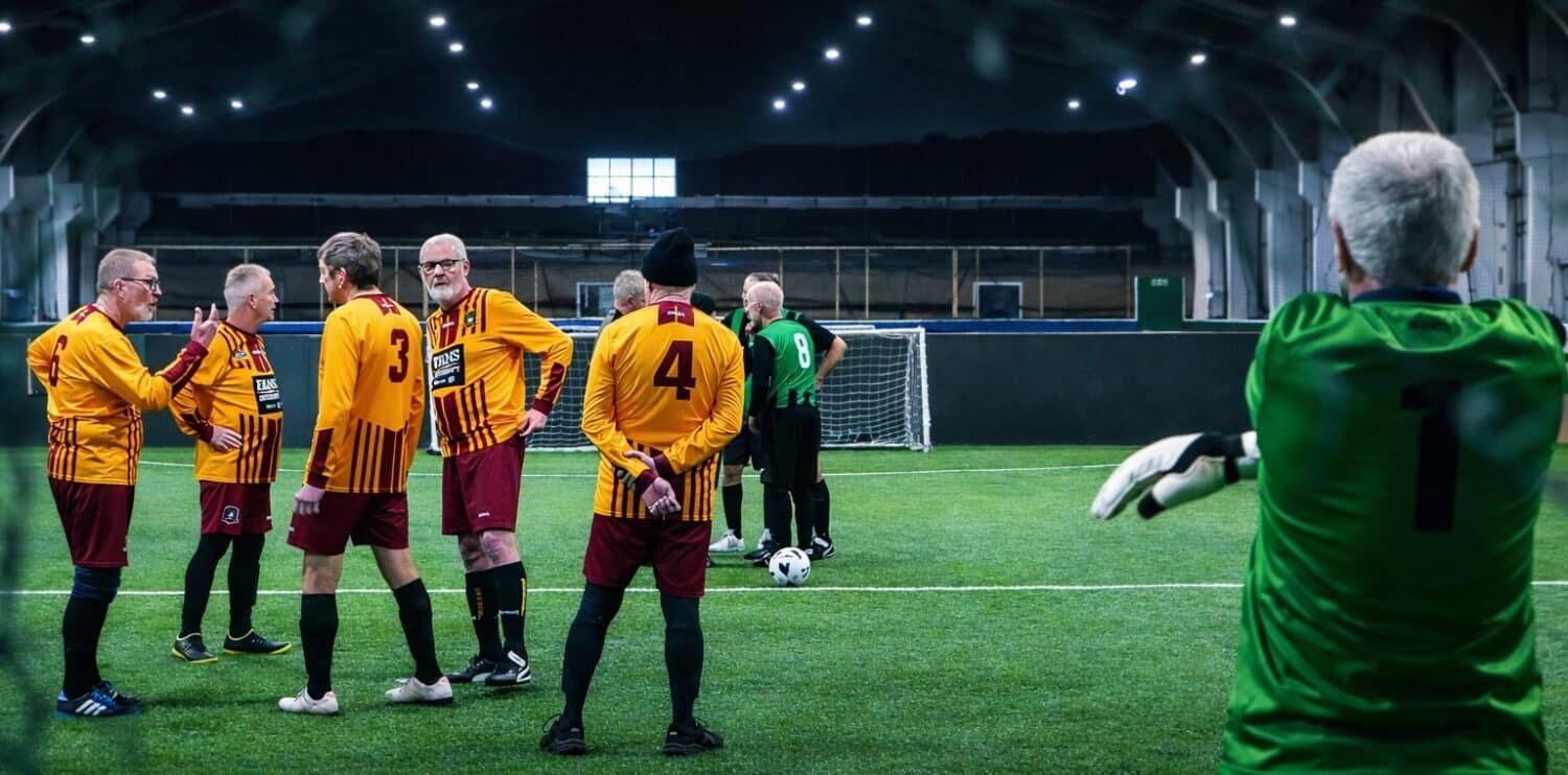 seniors getting ready for a game of walking football