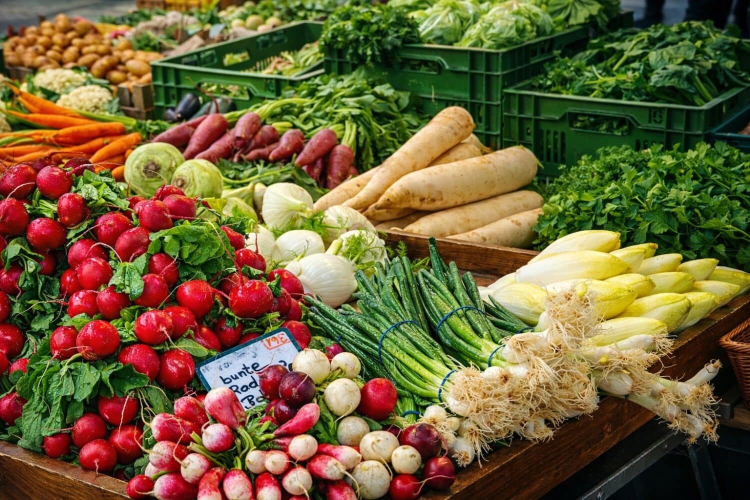 vibrant farmers' market with plenty of fresh fruit and vegetables