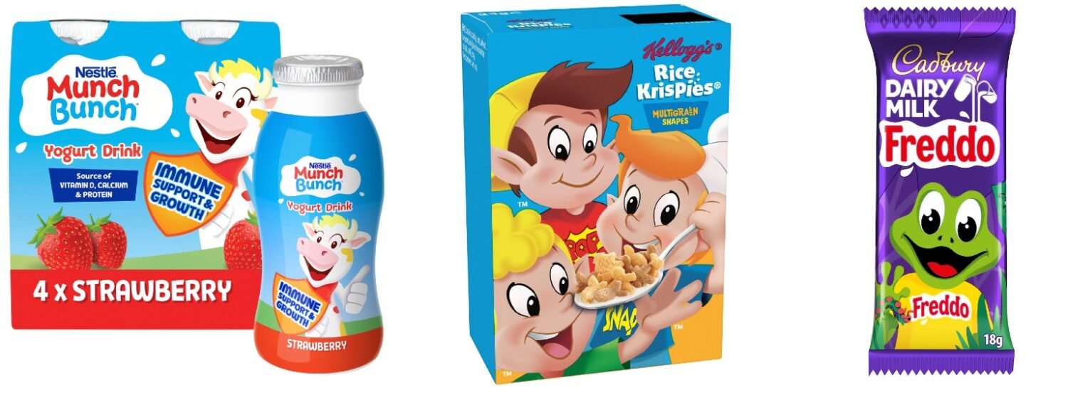 cartoon characters are often used on food packaging targeted at children