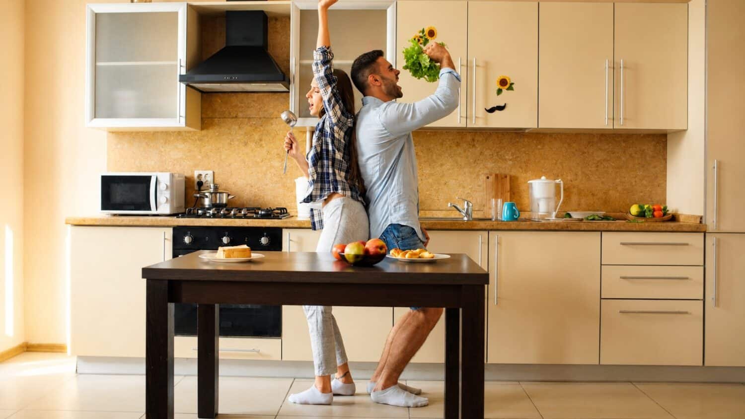 dancing whilst cooking is a great way to sneak some extra exercise in